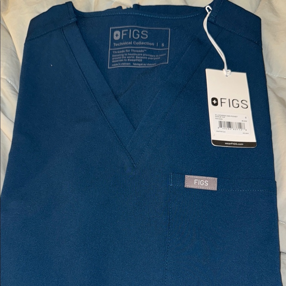 Figs Navy V-Neck Scrub Top